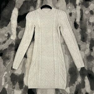 H&M light gray cable knit sweater dress